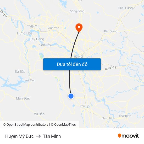 Huyện Mỹ Đức to Tân Minh map