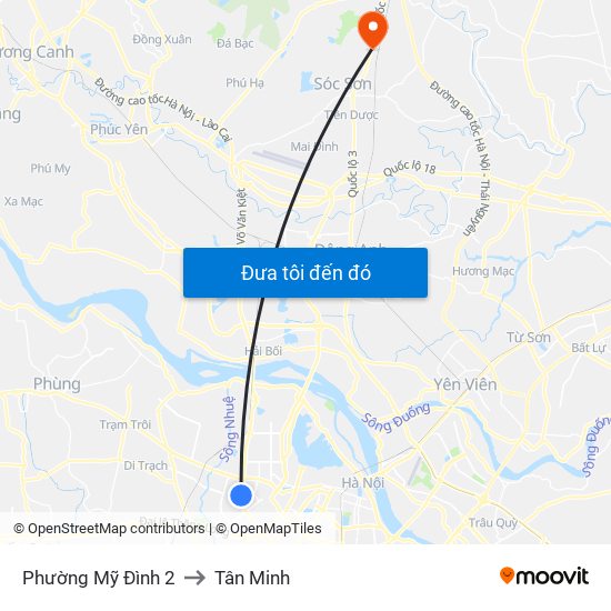 Phường Mỹ Đình 2 to Tân Minh map