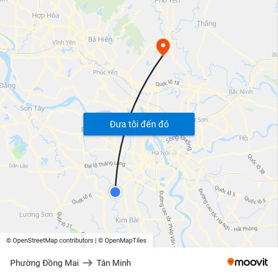 Phường Đồng Mai to Tân Minh map