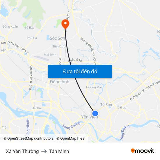 Xã Yên Thường to Tân Minh map
