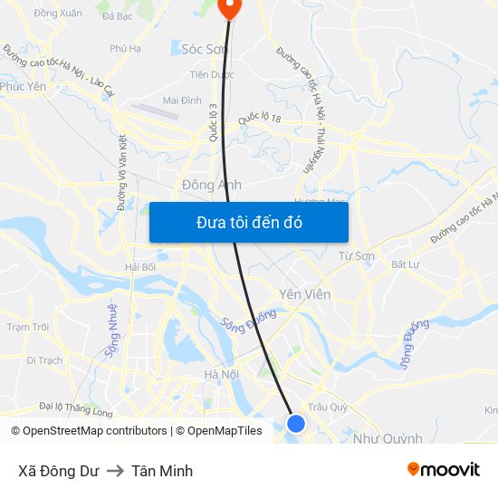 Xã Đông Dư to Tân Minh map