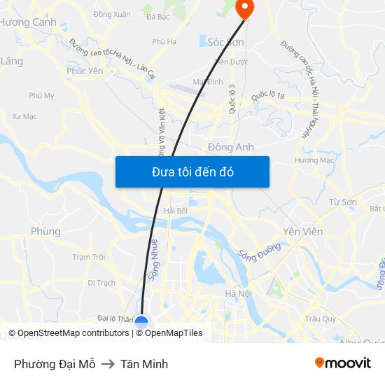 Phường Đại Mỗ to Tân Minh map