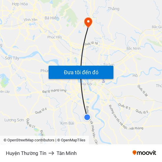 Huyện Thường Tín to Tân Minh map