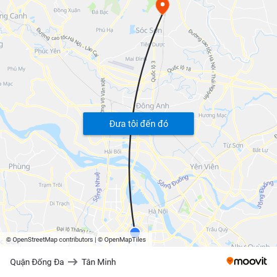 Quận Đống Đa to Tân Minh map