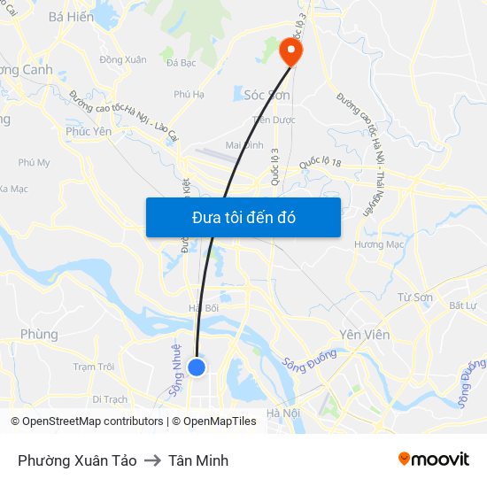 Phường Xuân Tảo to Tân Minh map