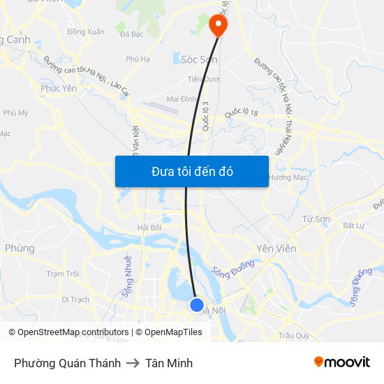 Phường Quán Thánh to Tân Minh map