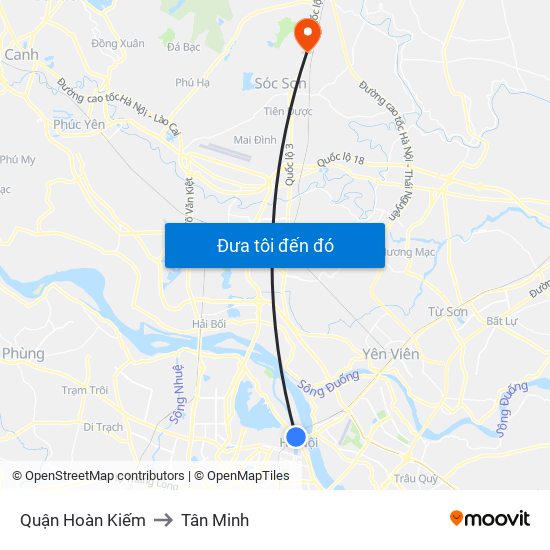 Quận Hoàn Kiếm to Tân Minh map