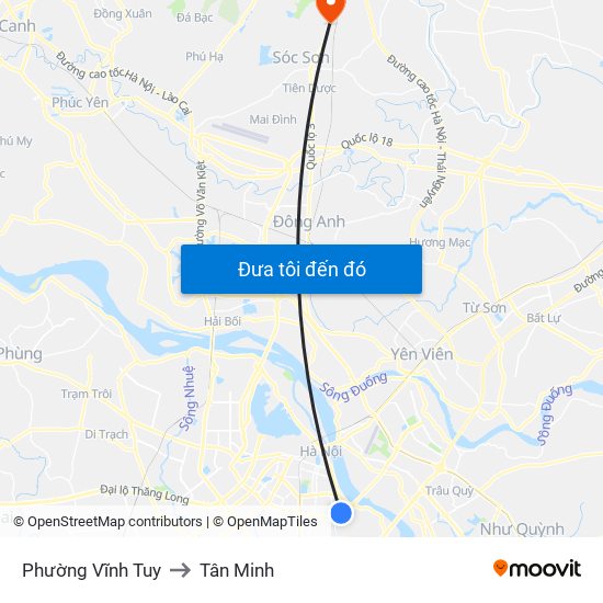 Phường Vĩnh Tuy to Tân Minh map