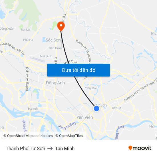 Thành Phố Từ Sơn to Tân Minh map