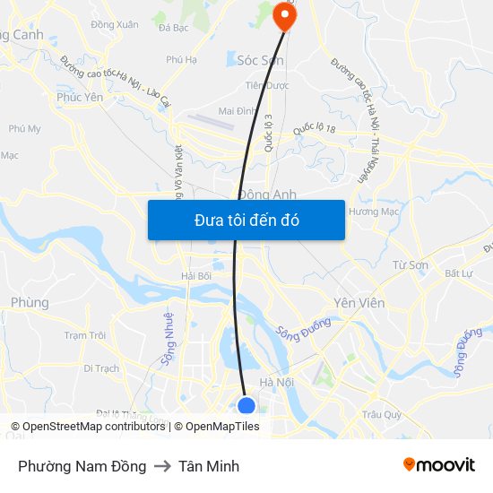 Phường Nam Đồng to Tân Minh map