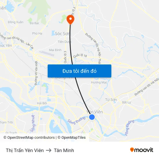 Thị Trấn Yên Viên to Tân Minh map