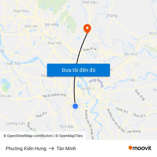 Phường Kiến Hưng to Tân Minh map