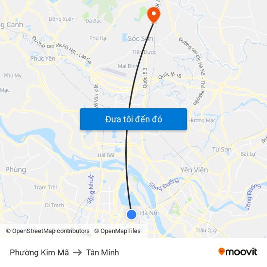 Phường Kim Mã to Tân Minh map