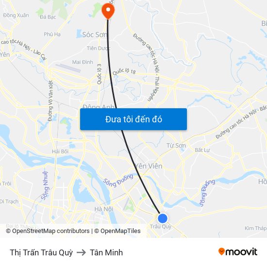 Thị Trấn Trâu Quỳ to Tân Minh map