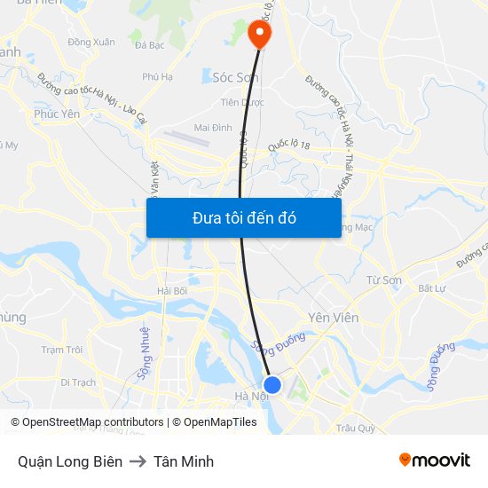 Quận Long Biên to Tân Minh map
