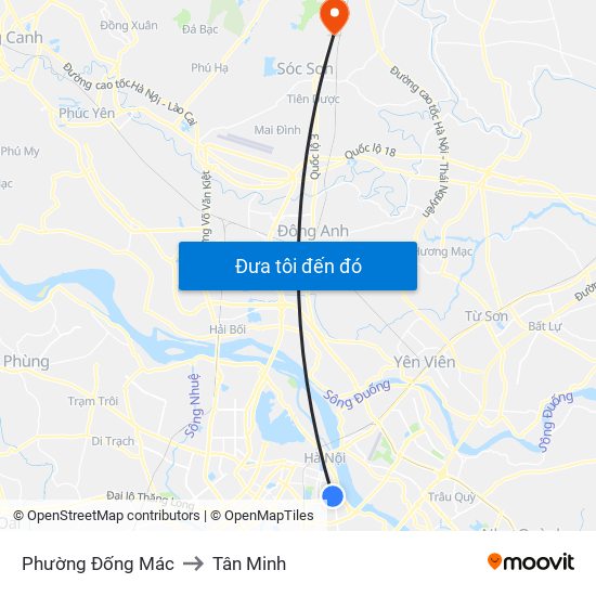 Phường Đống Mác to Tân Minh map