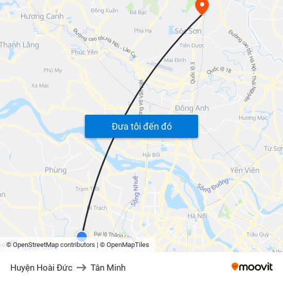 Huyện Hoài Đức to Tân Minh map