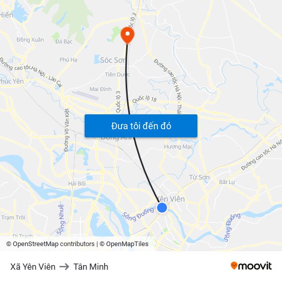 Xã Yên Viên to Tân Minh map