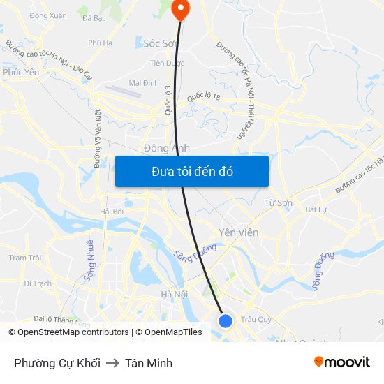 Phường Cự Khối to Tân Minh map