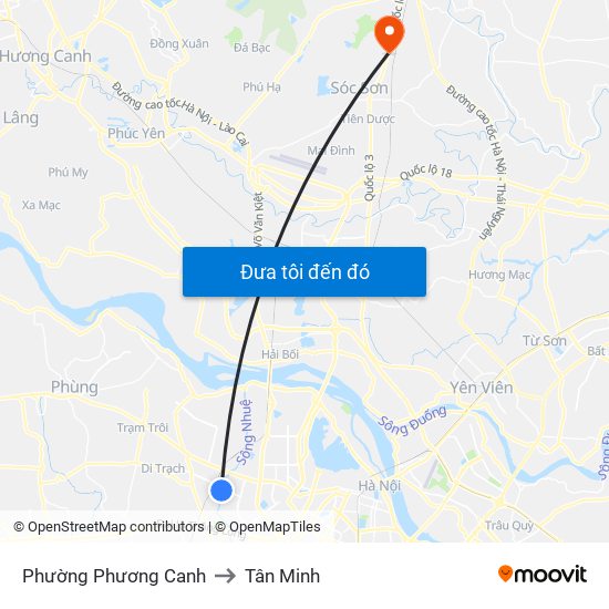 Phường Phương Canh to Tân Minh map