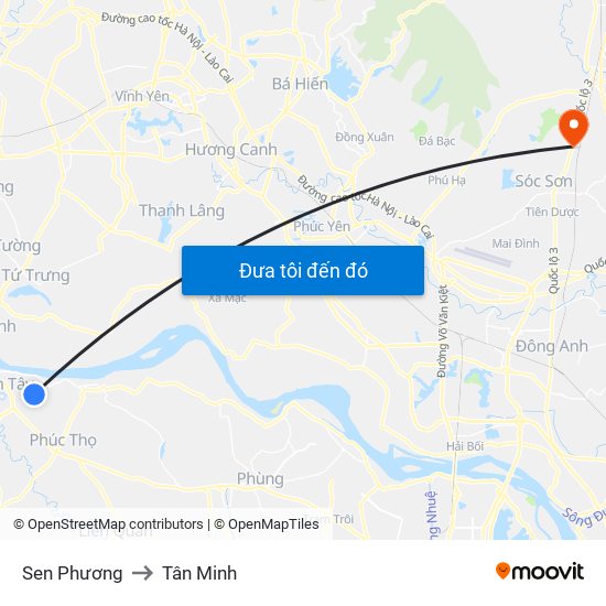 Sen Phương to Tân Minh map