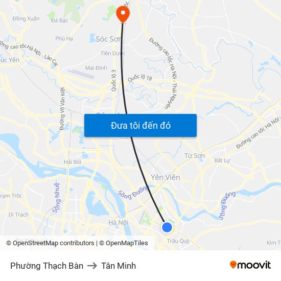 Phường Thạch Bàn to Tân Minh map
