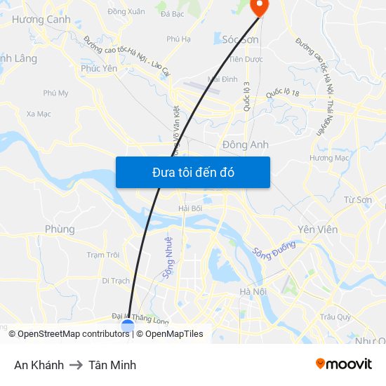 An Khánh to Tân Minh map