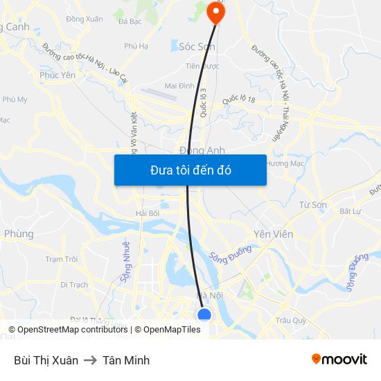 Bùi Thị Xuân to Tân Minh map