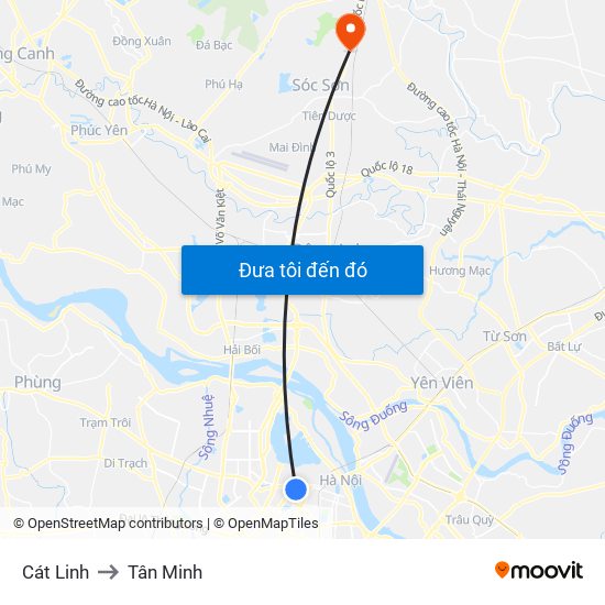 Cát Linh to Tân Minh map