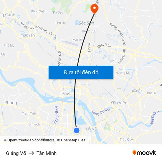 Giảng Võ to Tân Minh map