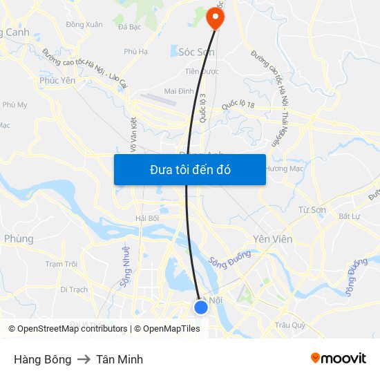 Hàng Bông to Tân Minh map