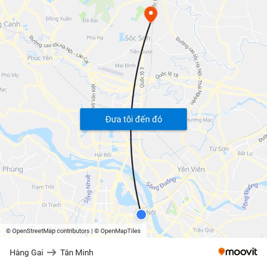 Hàng Gai to Tân Minh map