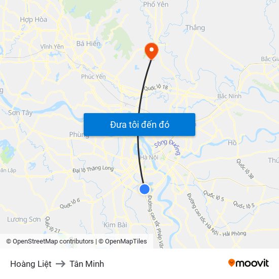 Hoàng Liệt to Tân Minh map