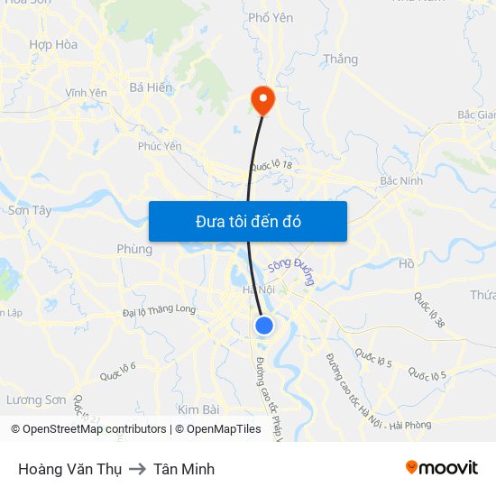 Hoàng Văn Thụ to Tân Minh map