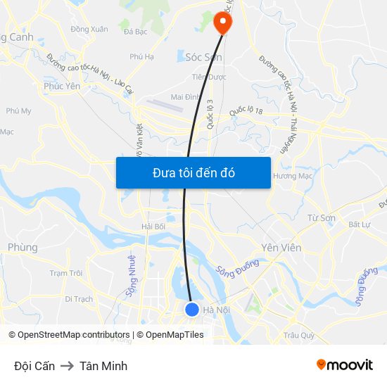 Đội Cấn to Tân Minh map