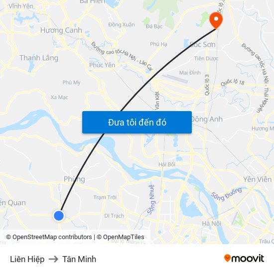 Liên Hiệp to Tân Minh map