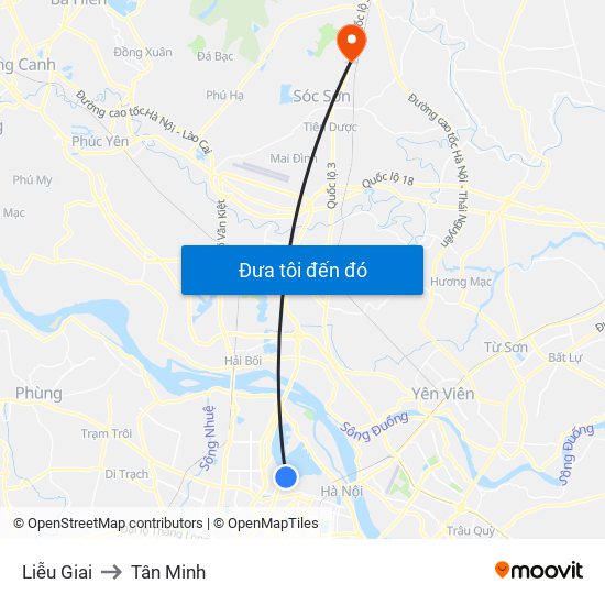 Liễu Giai to Tân Minh map