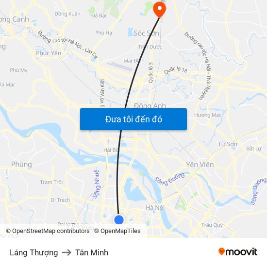 Láng Thượng to Tân Minh map