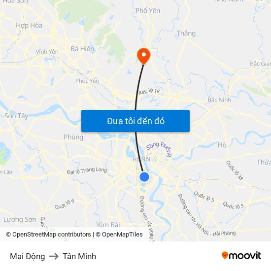 Mai Động to Tân Minh map