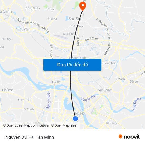 Nguyễn Du to Tân Minh map