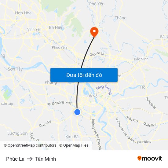 Phúc La to Tân Minh map