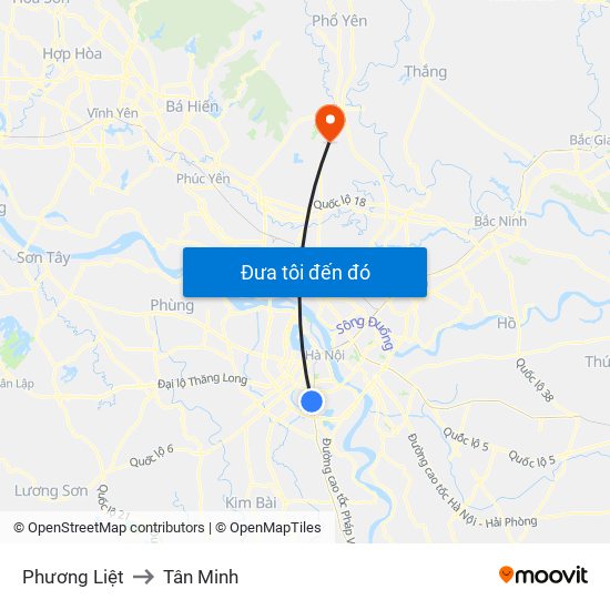 Phương Liệt to Tân Minh map