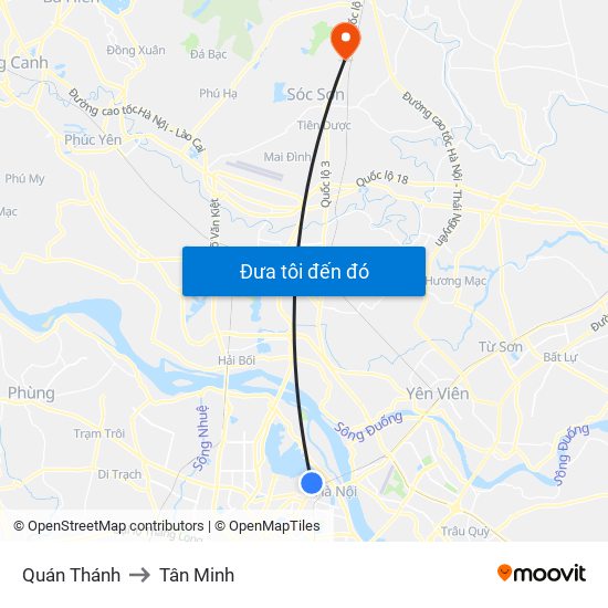 Quán Thánh to Tân Minh map