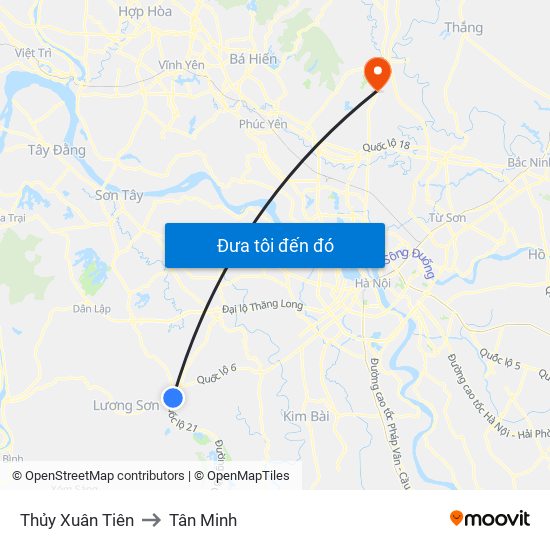 Thủy Xuân Tiên to Tân Minh map