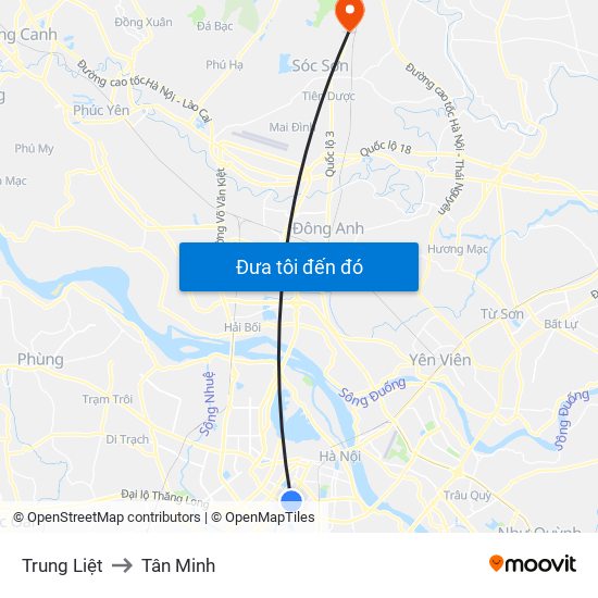 Trung Liệt to Tân Minh map