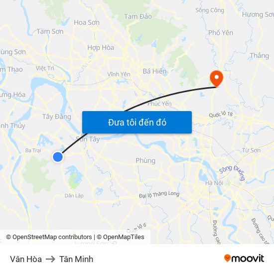Vân Hòa to Tân Minh map
