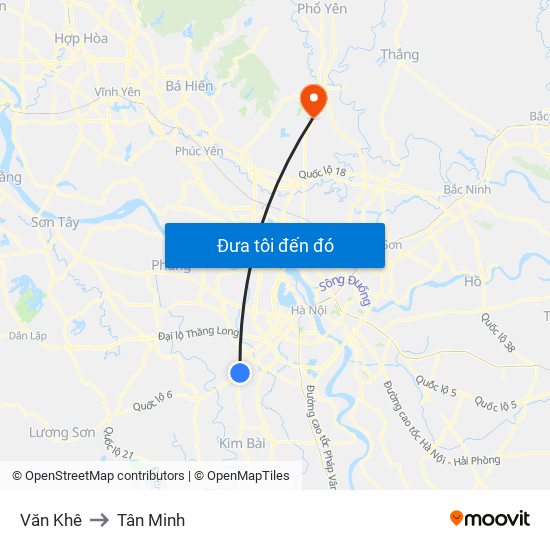 Văn Khê to Tân Minh map