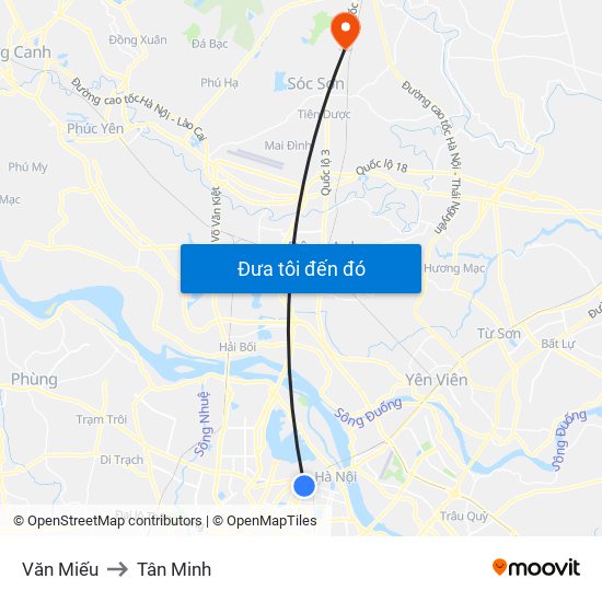 Văn Miếu to Tân Minh map