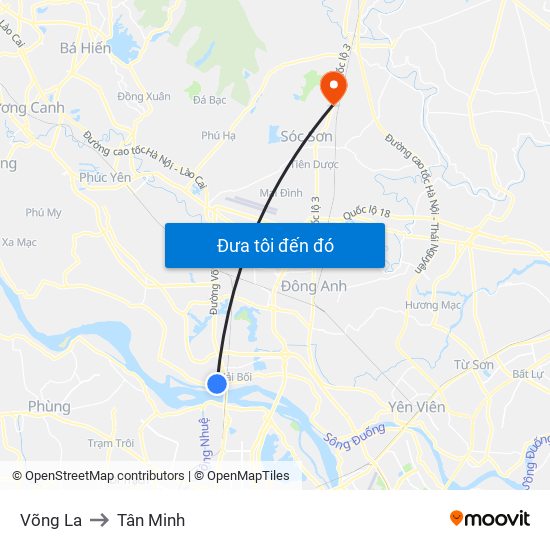 Võng La to Tân Minh map