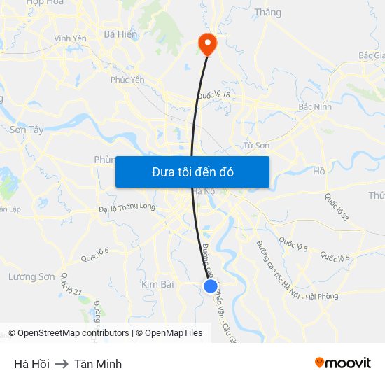 Hà Hồi to Tân Minh map